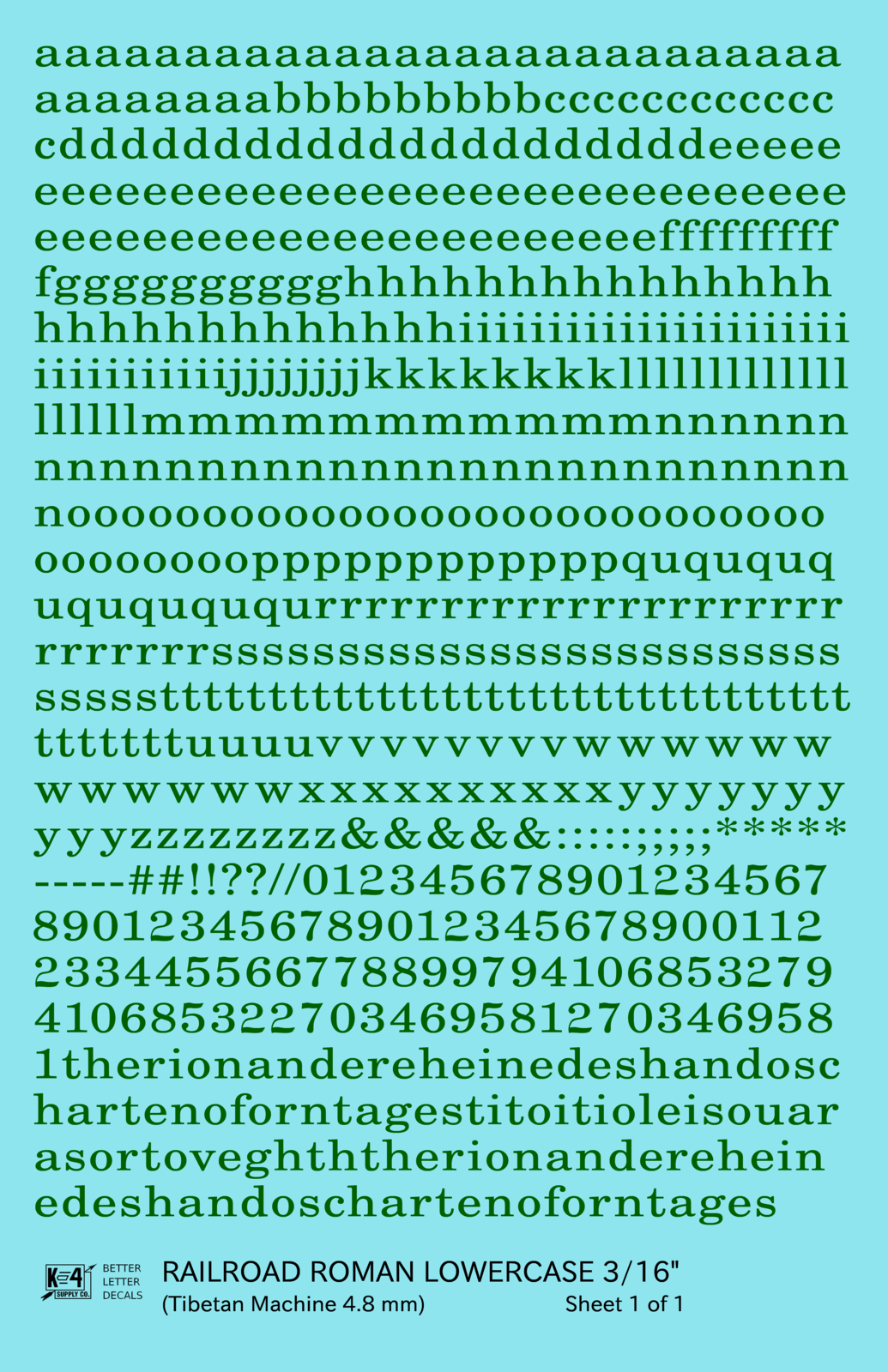 Lowercase Railroad Roman Letter Number Alphabet