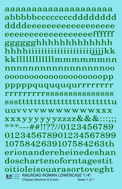 Lowercase Railroad Roman Letter Number Alphabet