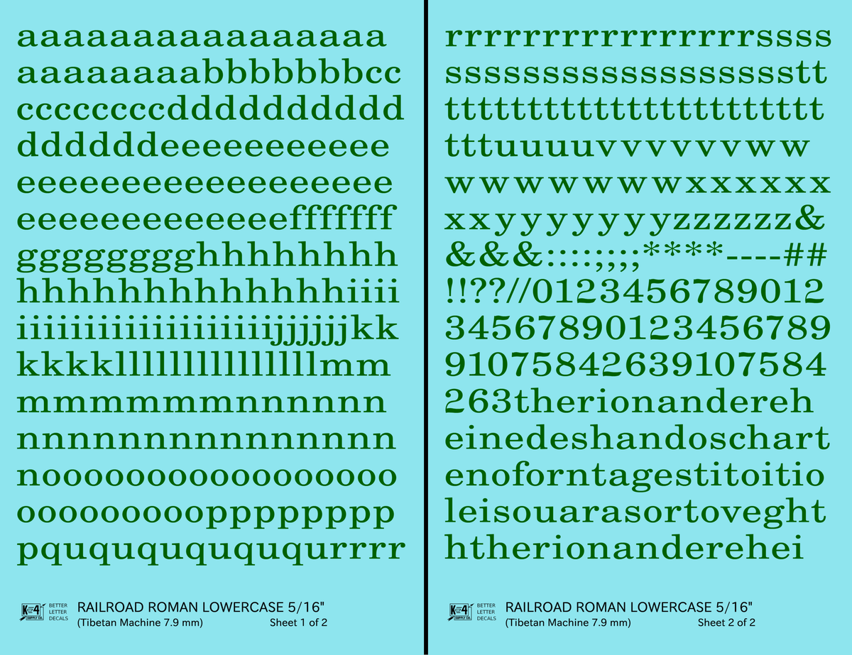 Lowercase Railroad Roman Letter Number Alphabet