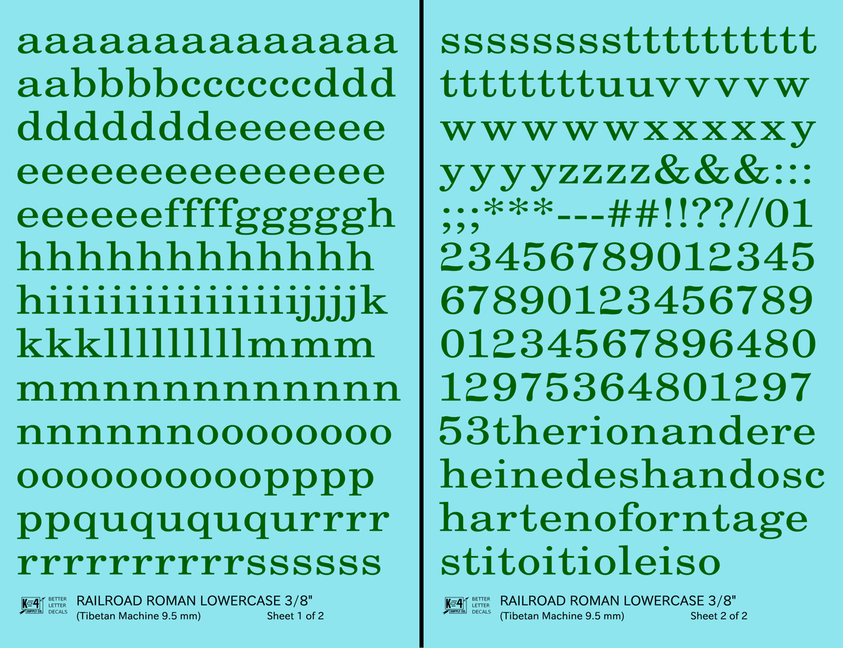 Lowercase Railroad Roman Letter Number Alphabet