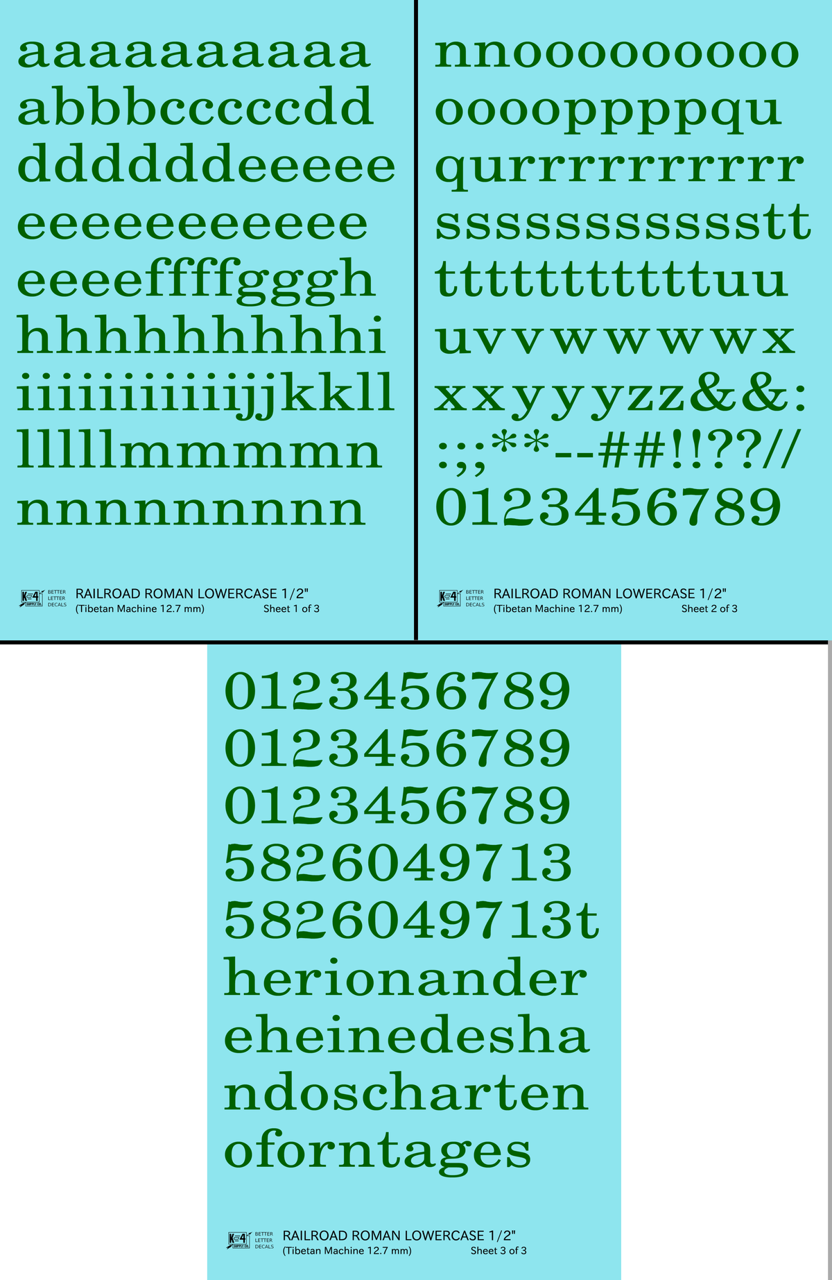 Lowercase Railroad Roman Letter Number Alphabet