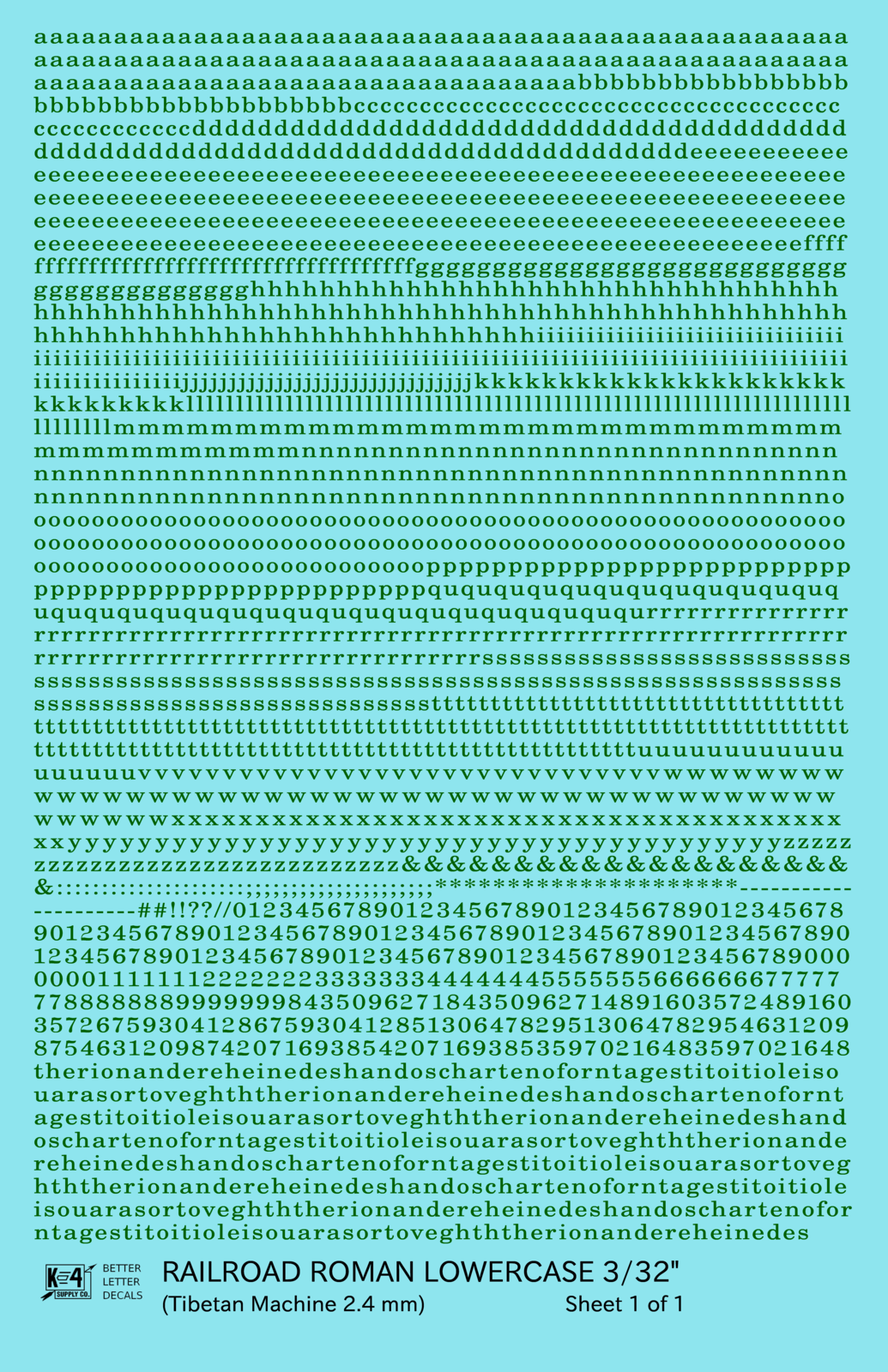 Lowercase Railroad Roman Letter Number Alphabet