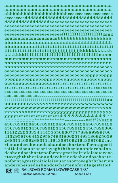 Lowercase Railroad Roman Letter Number Alphabet