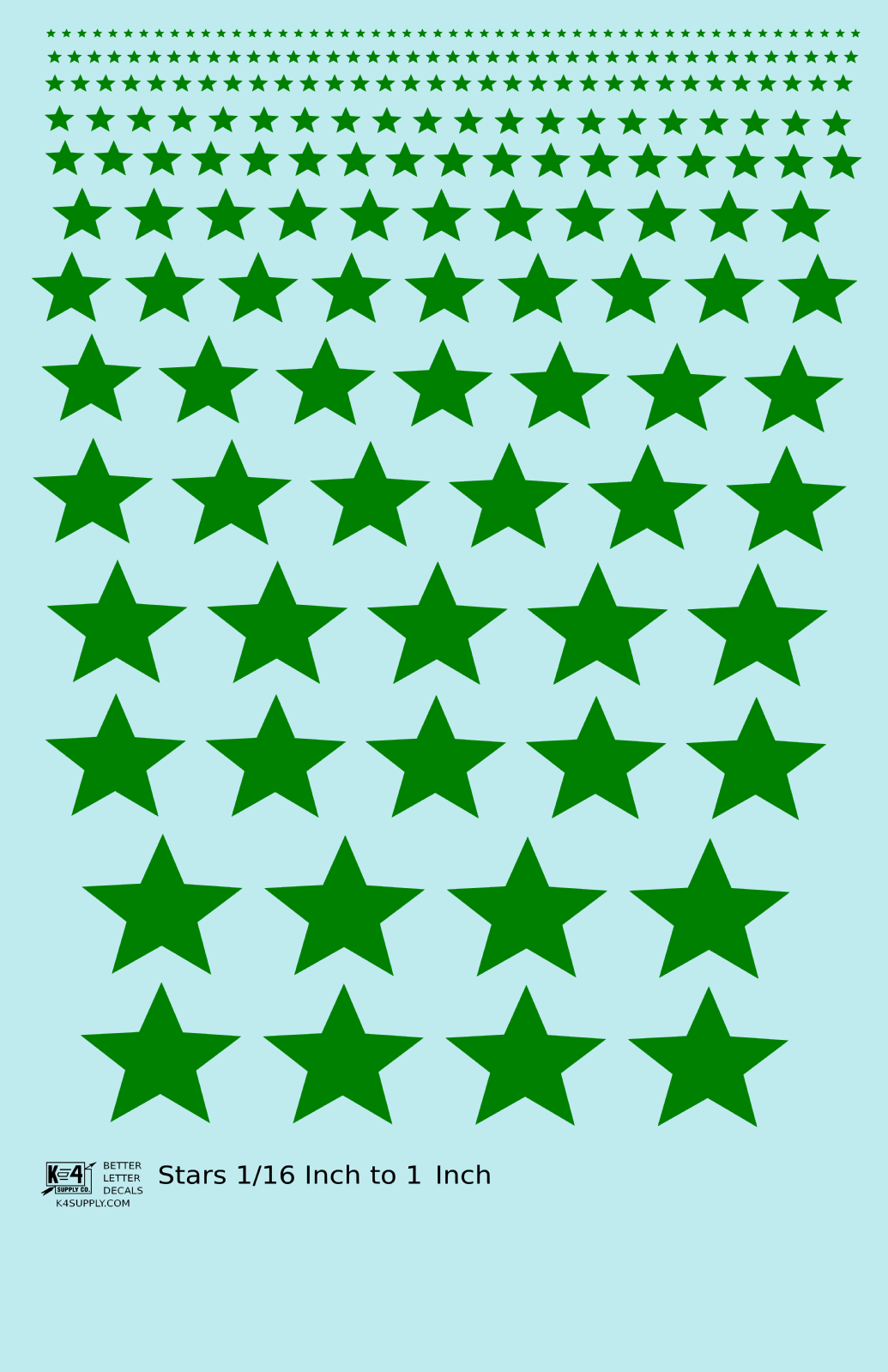 Solid Stars 1/16 Inch to 1 Inch