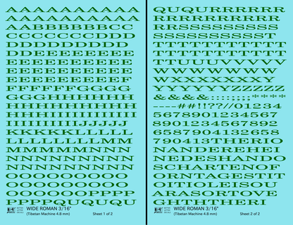 Wide Roman Letter Number Alphabet