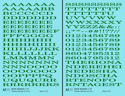 Wide Roman Letter Number Alphabet