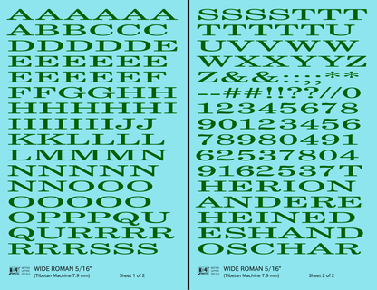 Wide Roman Letter Number Alphabet