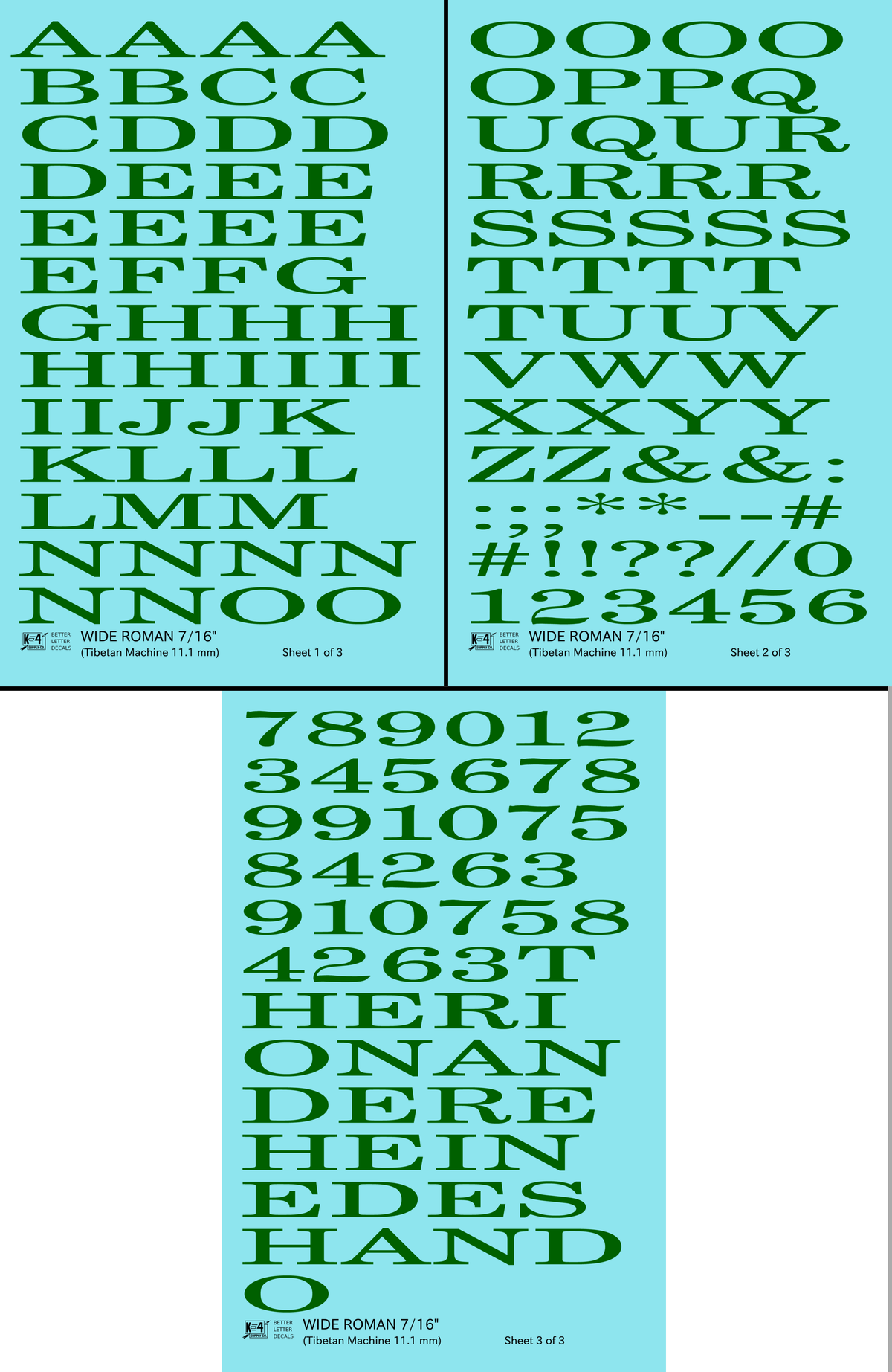 Wide Roman Letter Number Alphabet