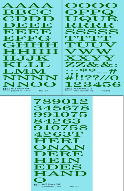 Wide Roman Letter Number Alphabet