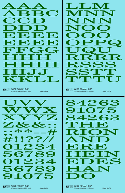 Wide Roman Letter Number Alphabet