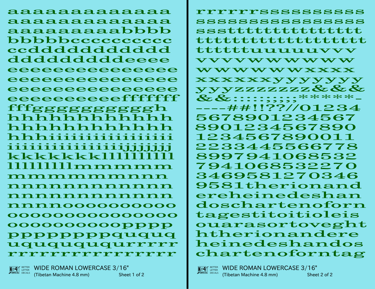 Lowercase Wide Roman Letter Number Alphabet