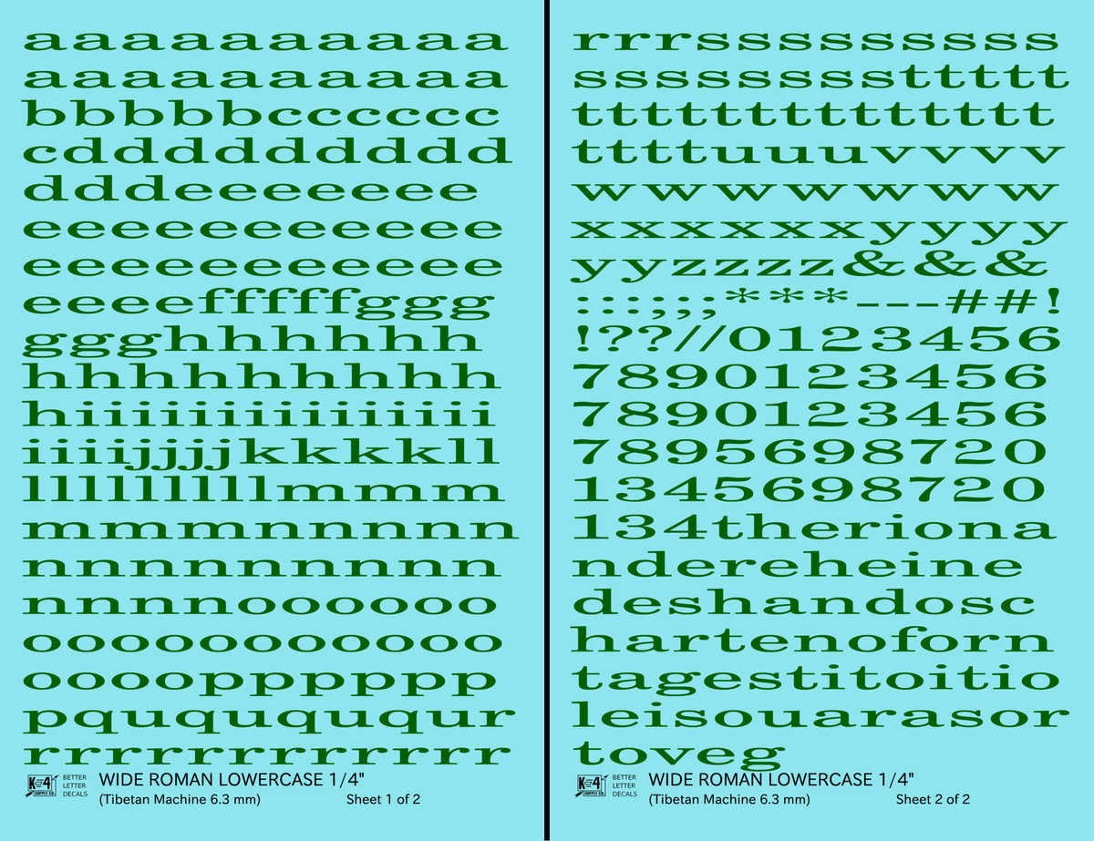 Lowercase Wide Roman Letter Number Alphabet