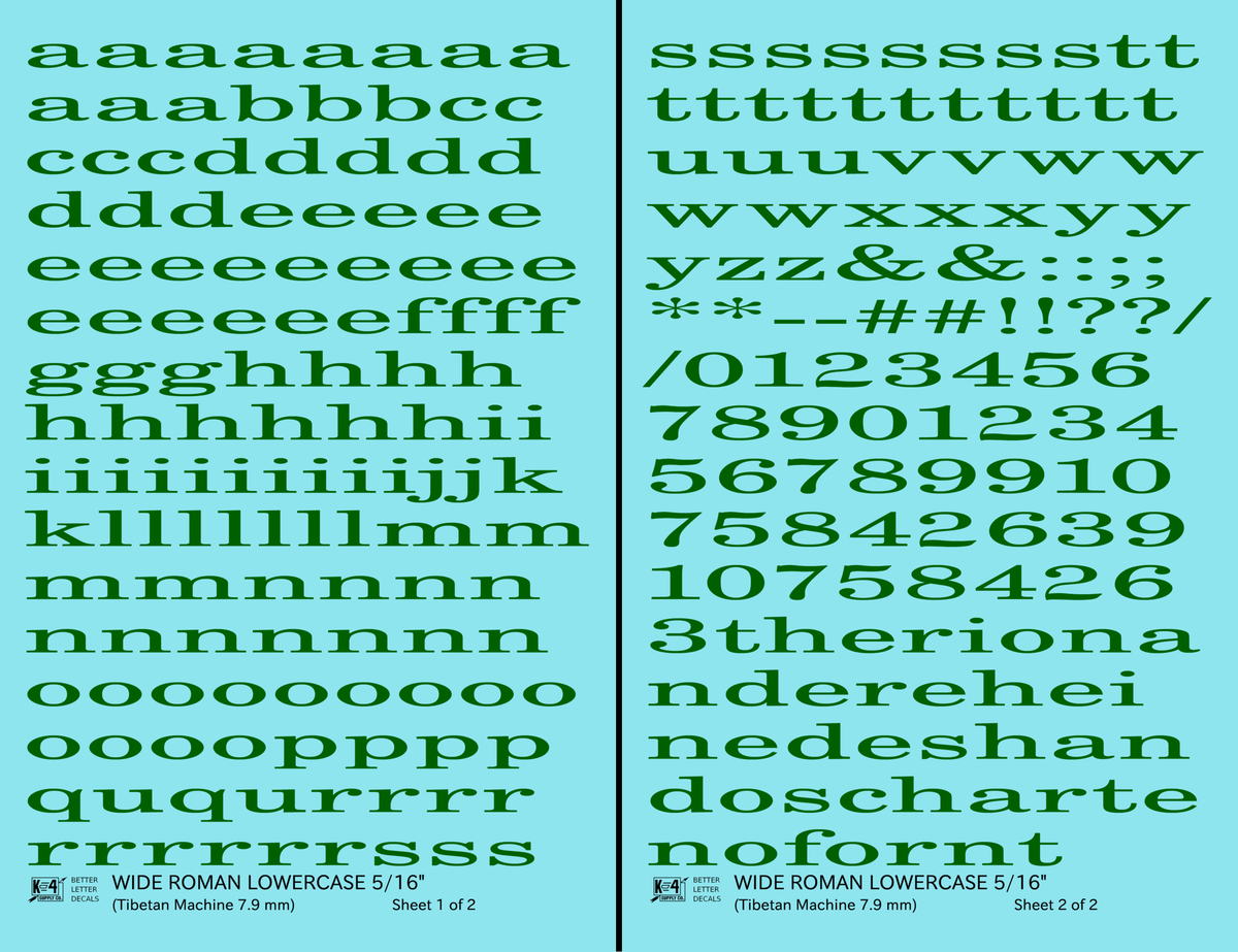 Lowercase Wide Roman Letter Number Alphabet