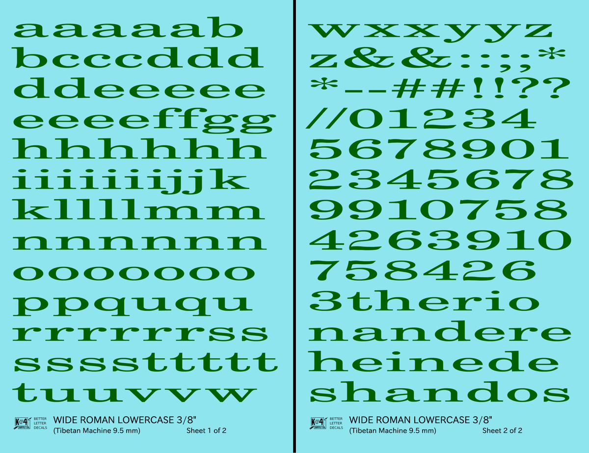 Lowercase Wide Roman Letter Number Alphabet
