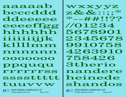 Lowercase Wide Roman Letter Number Alphabet