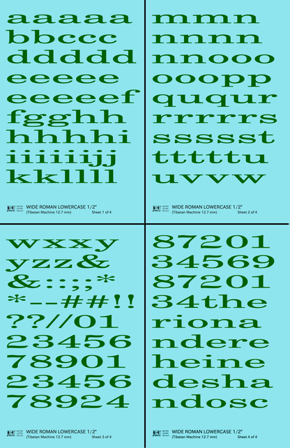 Lowercase Wide Roman Letter Number Alphabet