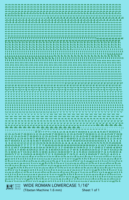 Lowercase Wide Roman Letter Number Alphabet