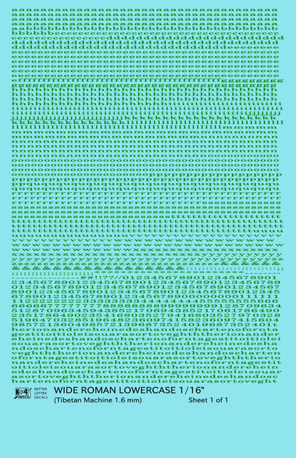 Lowercase Wide Roman Letter Number Alphabet
