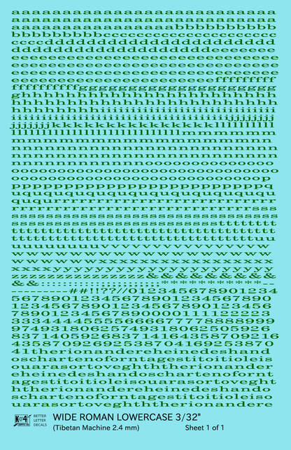 Lowercase Wide Roman Letter Number Alphabet