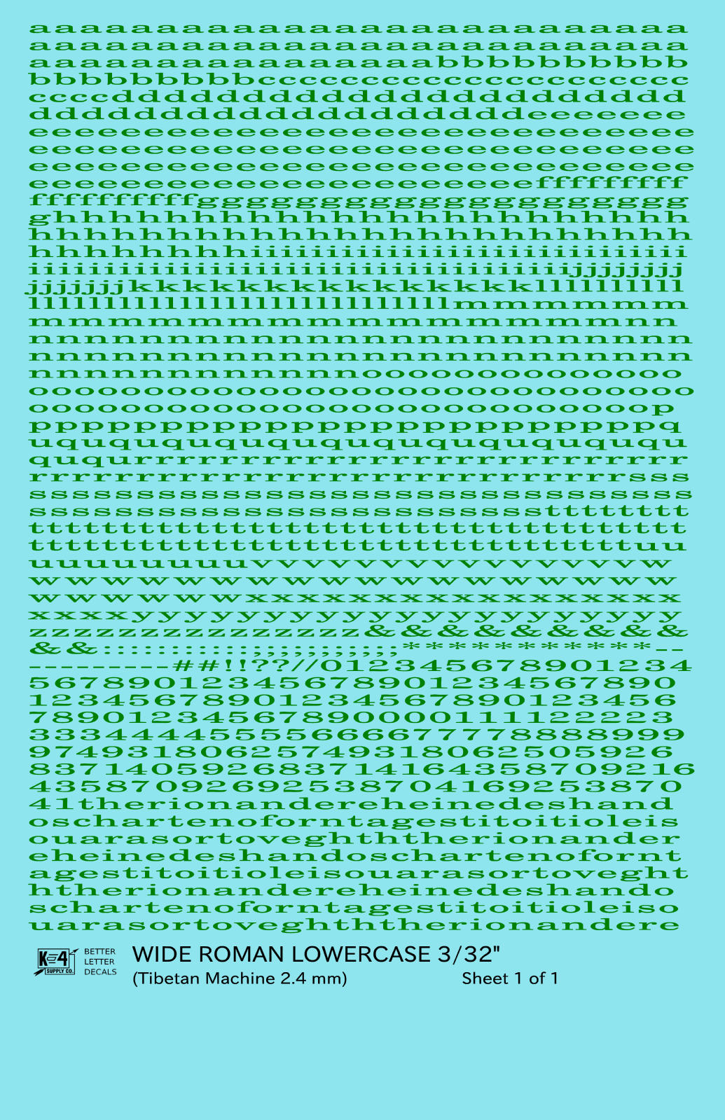 Lowercase Wide Roman Letter Number Alphabet