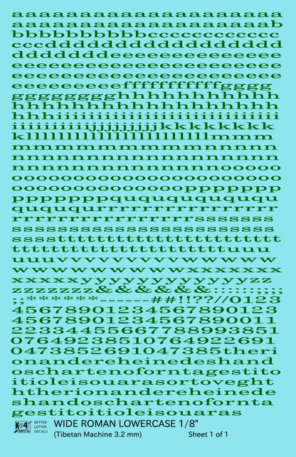 Lowercase Wide Roman Letter Number Alphabet