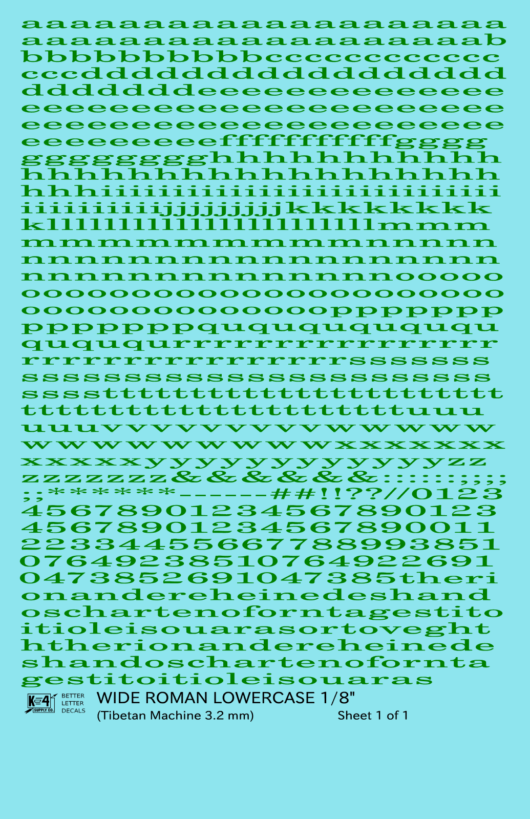 Lowercase Wide Roman Letter Number Alphabet