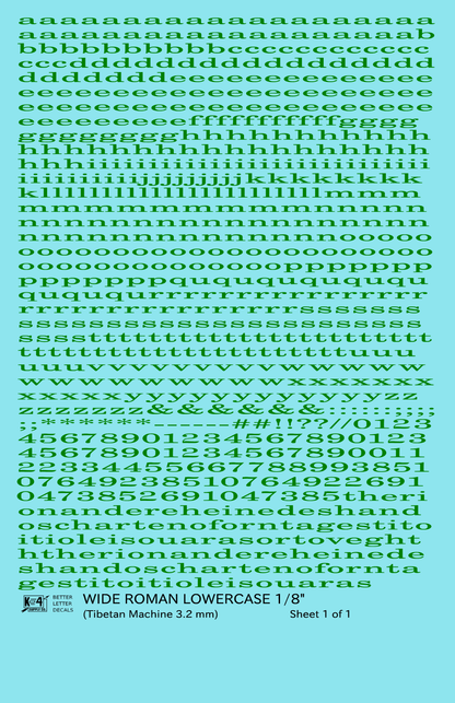 Lowercase Wide Roman Letter Number Alphabet