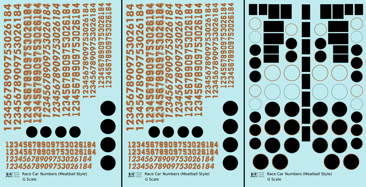 Vintage Style Meatball and Square Race Car Numbers