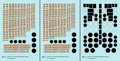 Vintage Style Meatball and Square Race Car Numbers