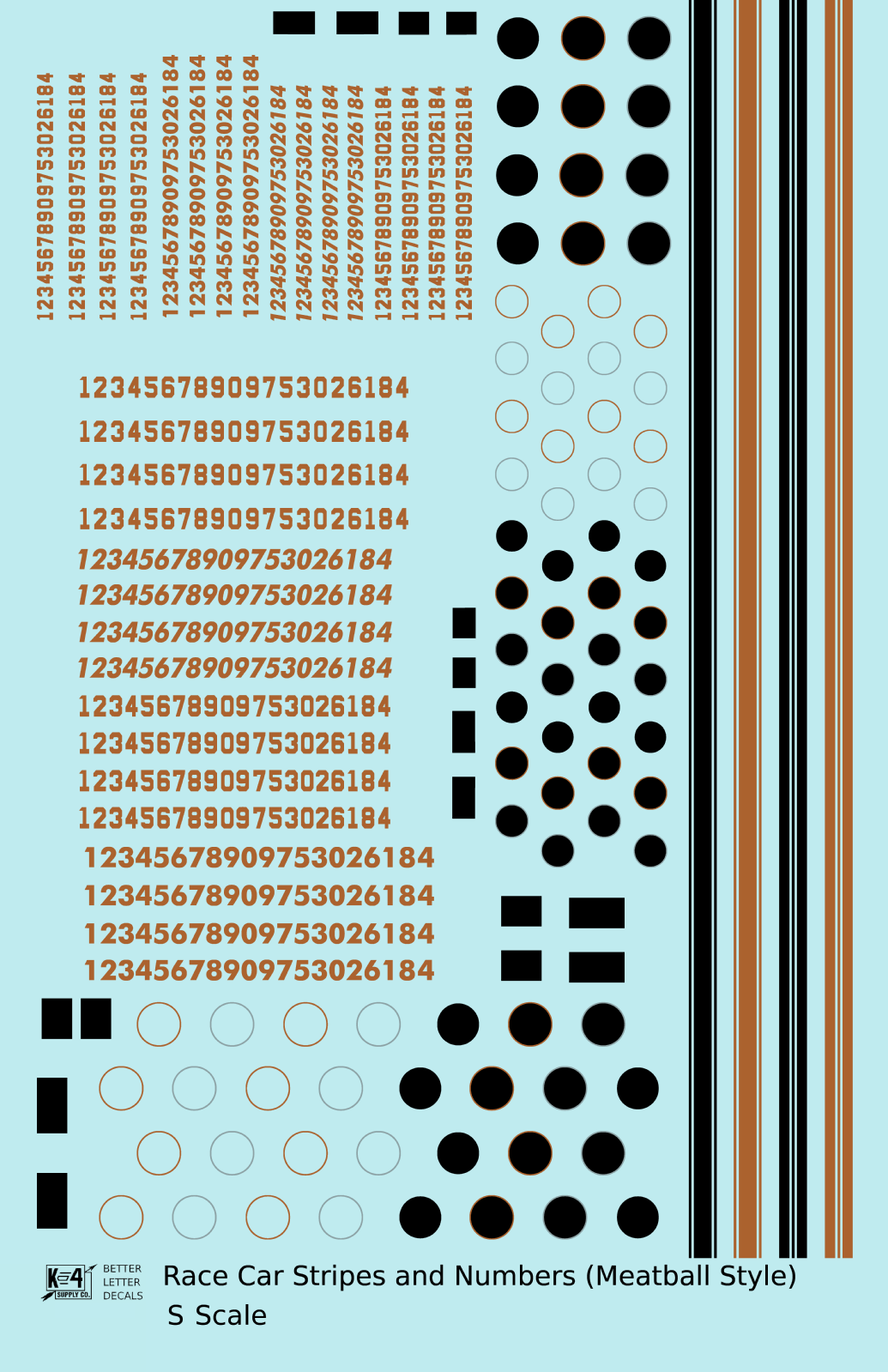 Vintage Style Meatball and Square Race Car Numbers