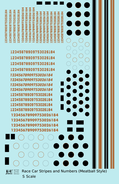 Vintage Style Meatball and Square Race Car Numbers