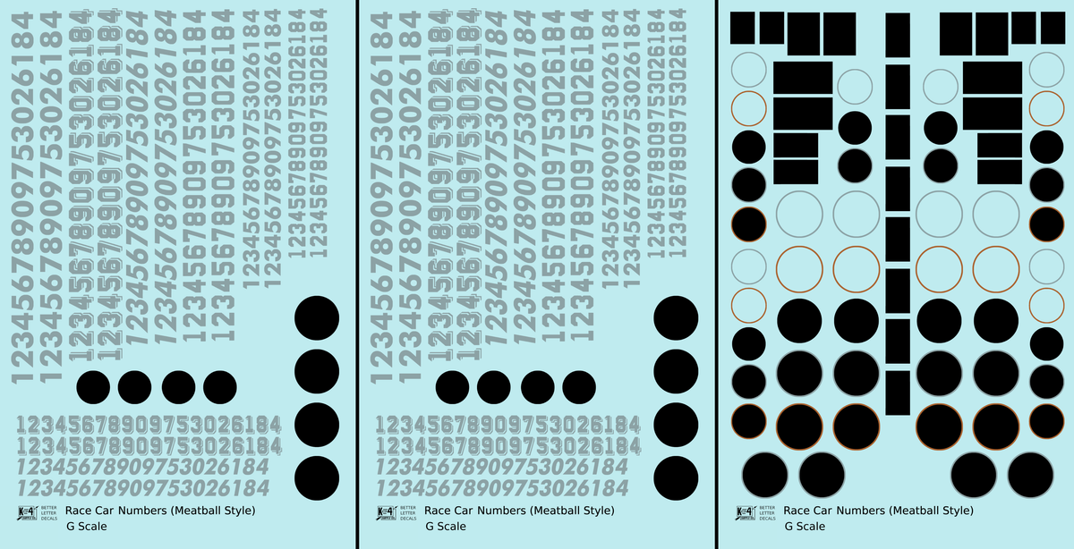 Vintage Style Meatball and Square Race Car Numbers
