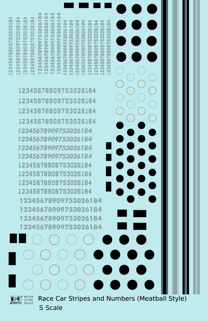 Vintage Style Meatball and Square Race Car Numbers