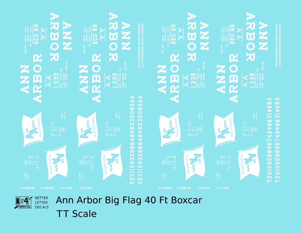 Ann Arbor 40 Ft Boxcar White Large Flag