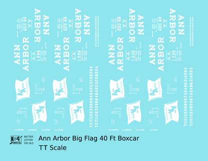 Ann Arbor 40 Ft Boxcar White Large Flag