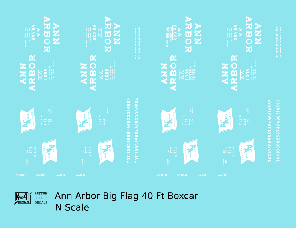 Ann Arbor 40 Ft Boxcar White Large Flag