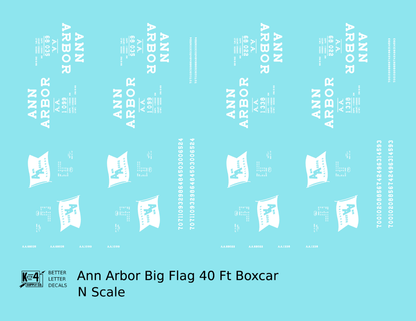 Ann Arbor 40 Ft Boxcar White Large Flag