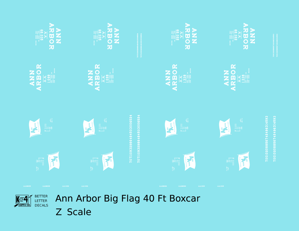 Ann Arbor 40 Ft Boxcar White Large Flag
