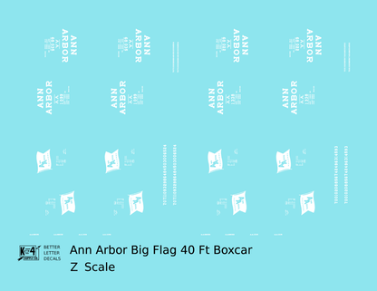 Ann Arbor 40 Ft Boxcar White Large Flag