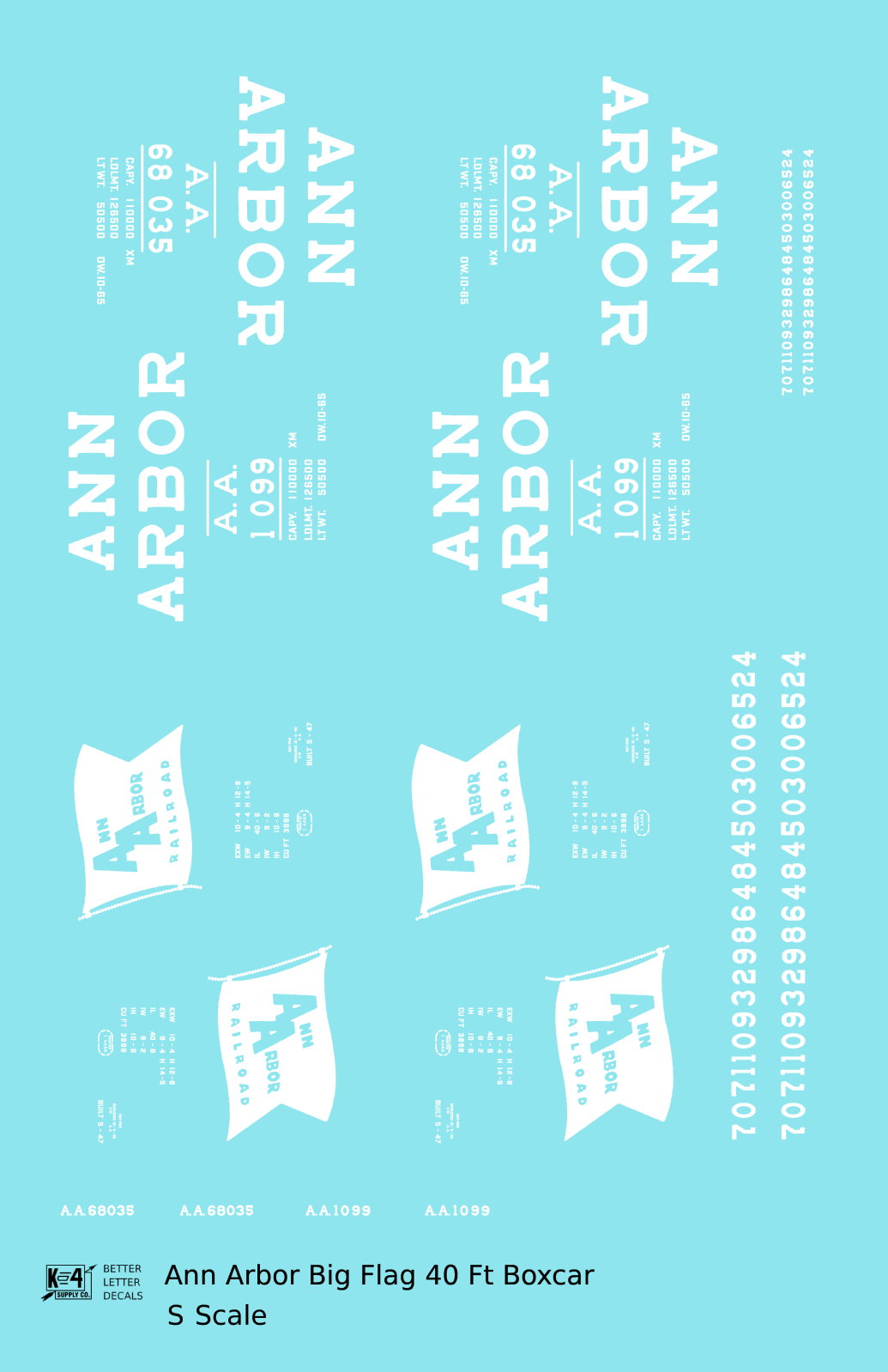 Ann Arbor 40 Ft Boxcar White Large Flag