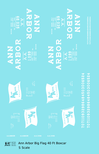 Ann Arbor 40 Ft Boxcar White Large Flag