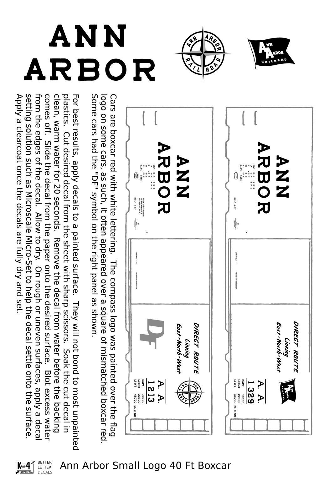 Ann Arbor 40 Ft Boxcar White Small Flag / Compass