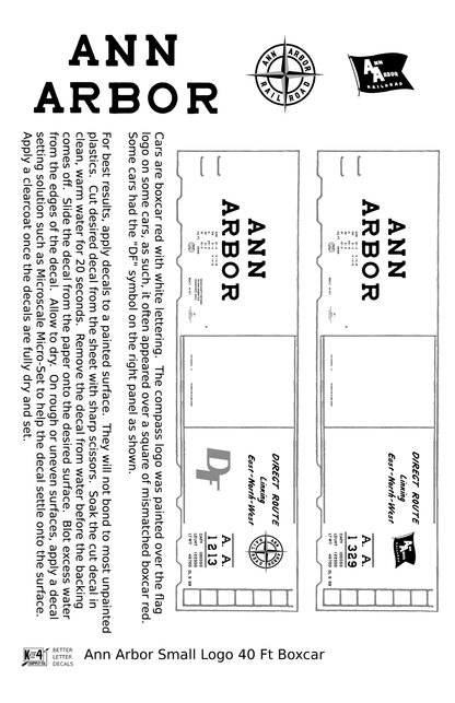 Ann Arbor 40 Ft Boxcar White Small Flag / Compass