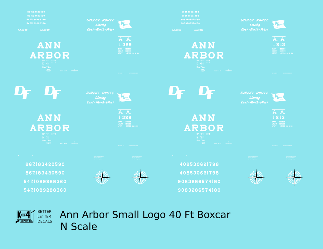 Ann Arbor 40 Ft Boxcar White Small Flag / Compass