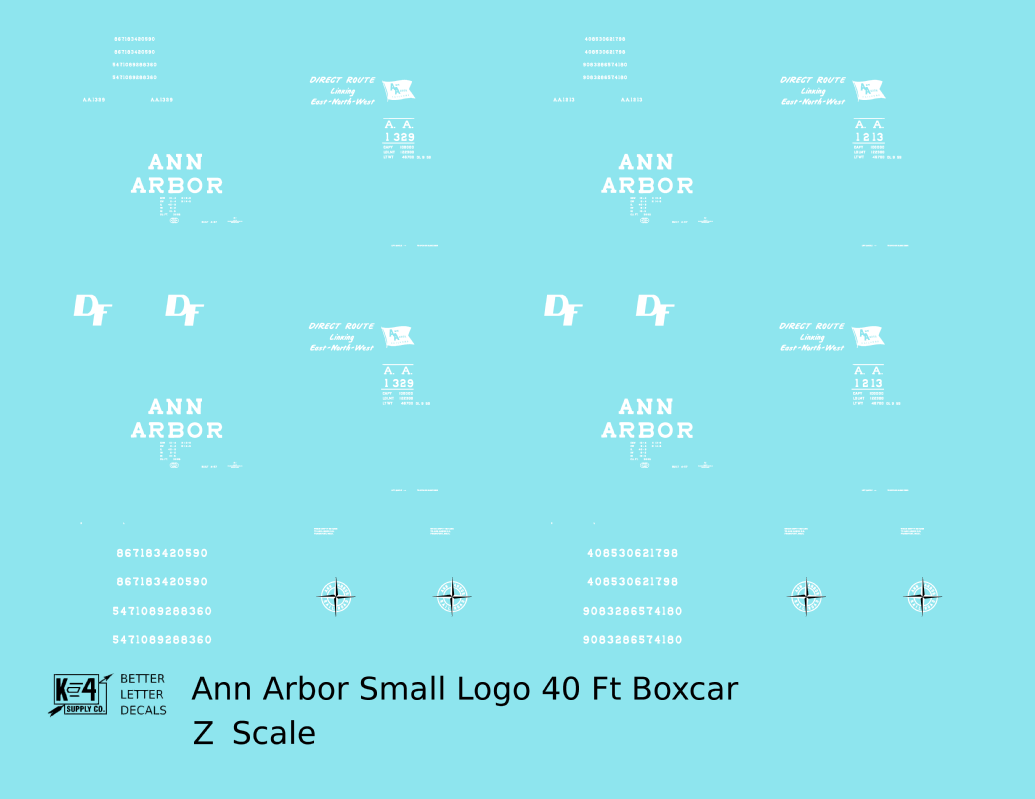 Ann Arbor 40 Ft Boxcar White Small Flag / Compass