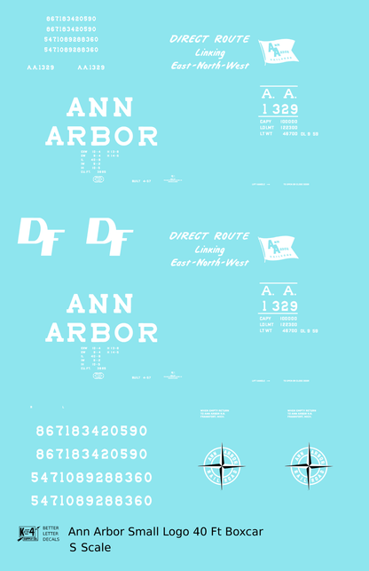 Ann Arbor 40 Ft Boxcar White Small Flag / Compass