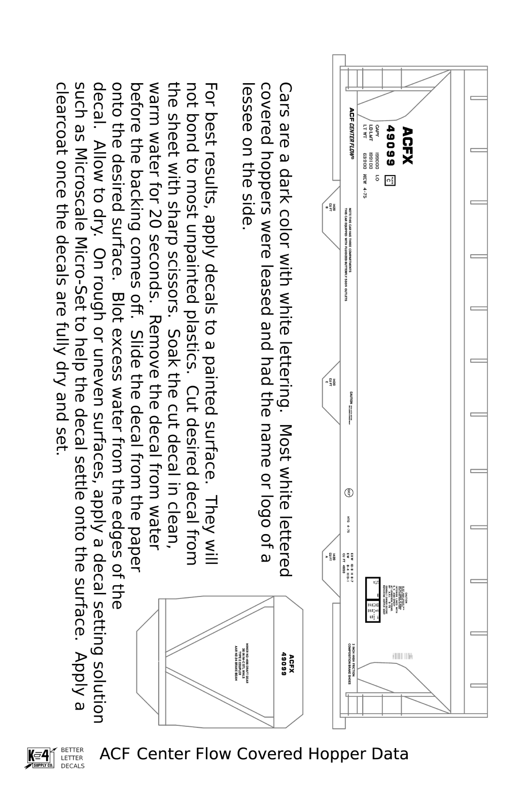 Data Only ACF Center Flow Covered Hopper White