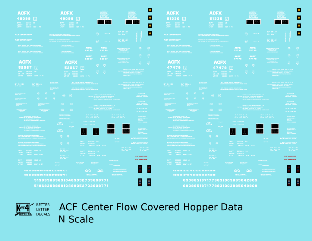 Data Only ACF Center Flow Covered Hopper White