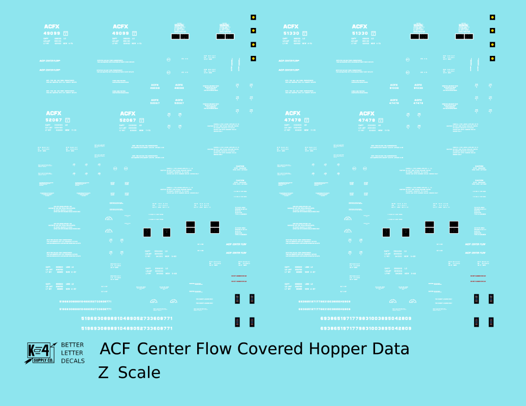 Data Only ACF Center Flow Covered Hopper White