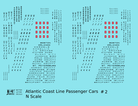 Atlantic Coast Line Streamlined Passenger Car Black Sleepers Diners #2 - Decal - Choose Scale